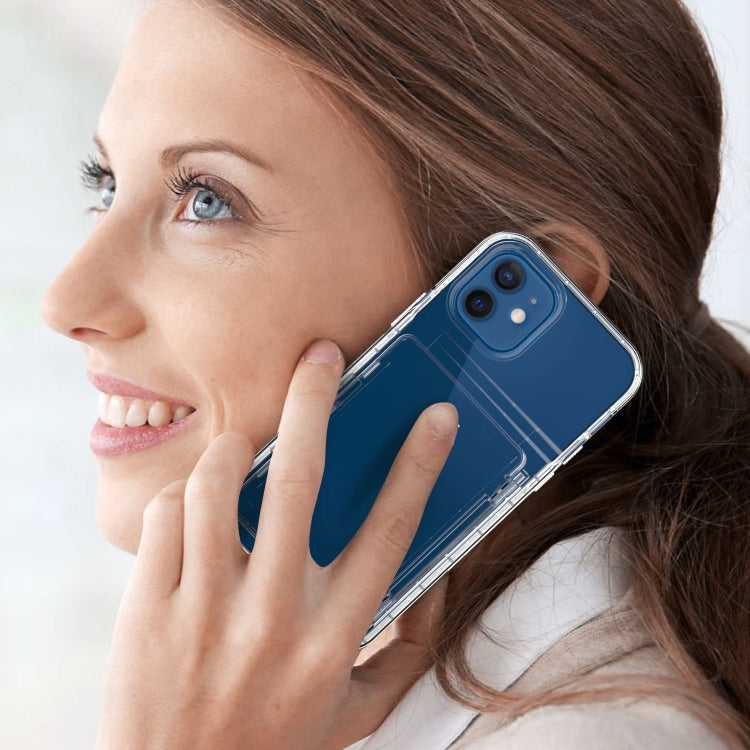 For iPhone 12 mini Shockproof PC + TPU Protective Case with Card Slots & Mirror