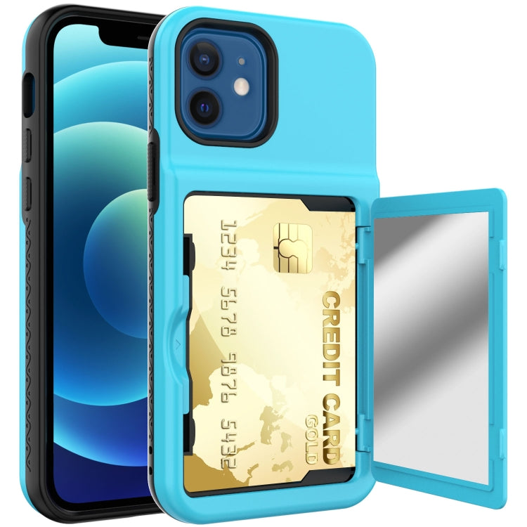 For iPhone 12 mini Shockproof PC + TPU Protective Case with Card Slots & Mirror