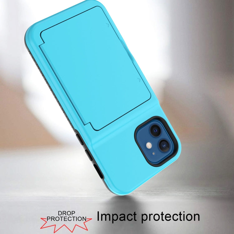For iPhone 12 mini Shockproof PC + TPU Protective Case with Card Slots & Mirror