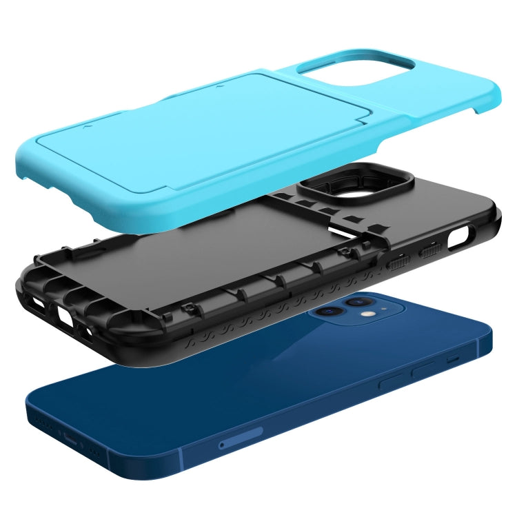 For iPhone 12 mini Shockproof PC + TPU Protective Case with Card Slots & Mirror