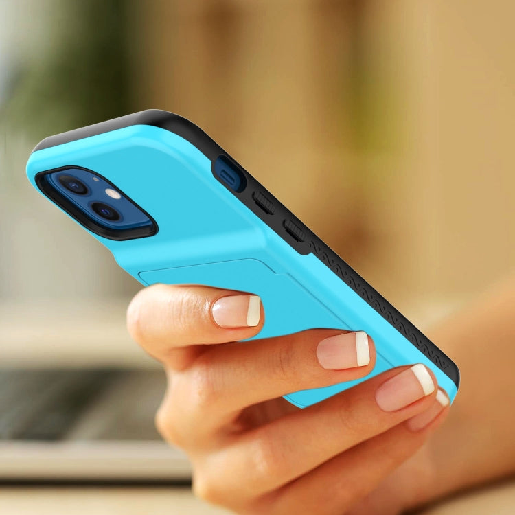 For iPhone 12 mini Shockproof PC + TPU Protective Case with Card Slots & Mirror