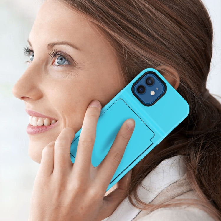 For iPhone 12 mini Shockproof PC + TPU Protective Case with Card Slots & Mirror