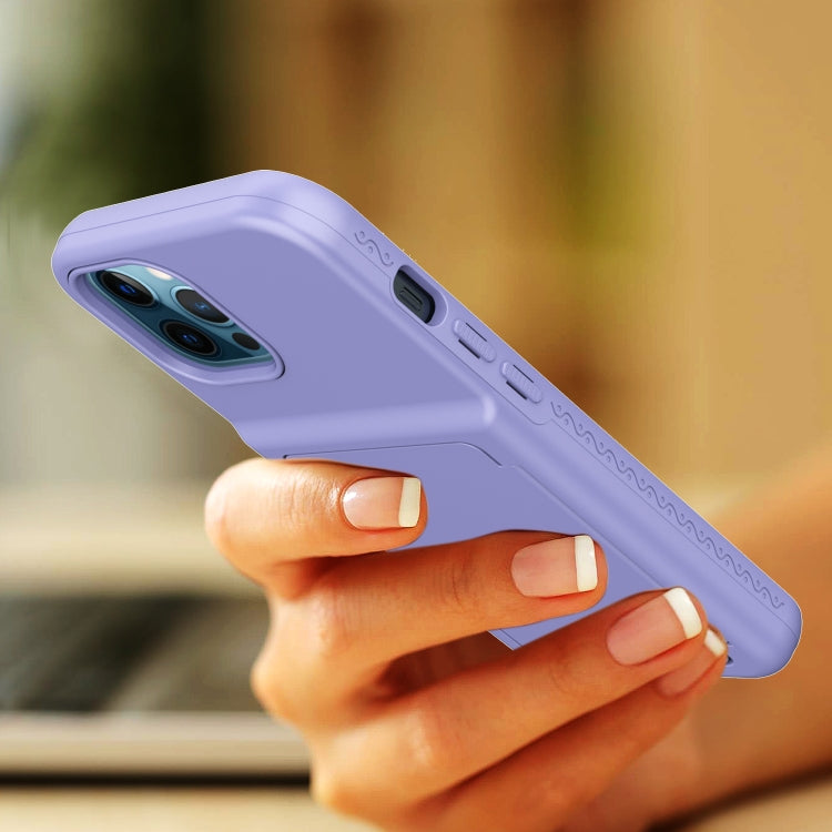 For iPhone 12 / 12 Pro Shockproof PC + TPU Protective Case with Card Slots & Mirror