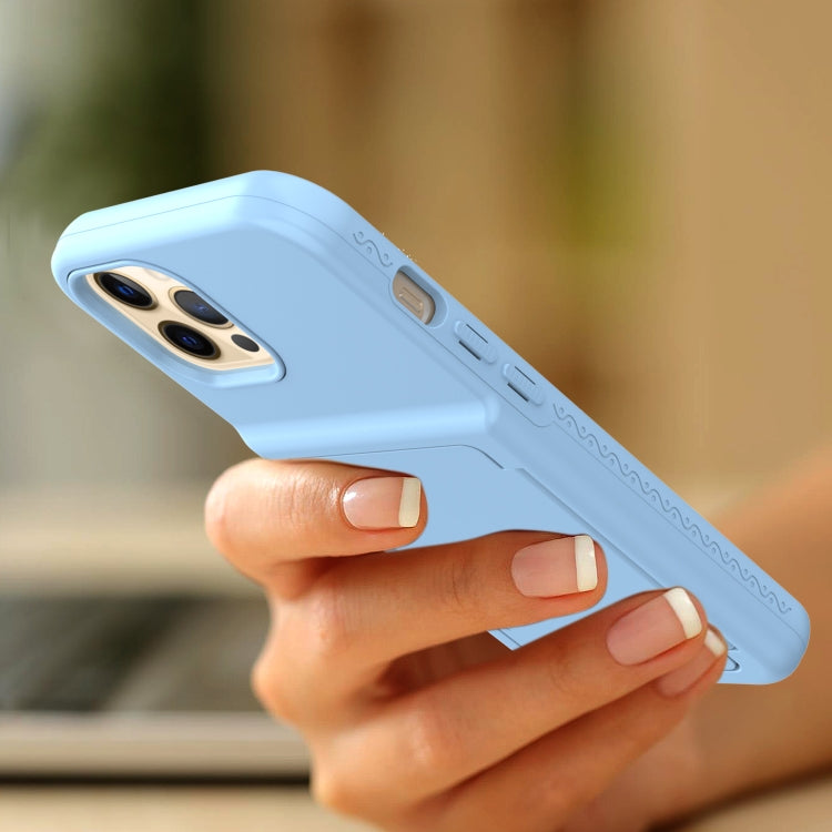 For iPhone 12 / 12 Pro Shockproof PC + TPU Protective Case with Card Slots & Mirror