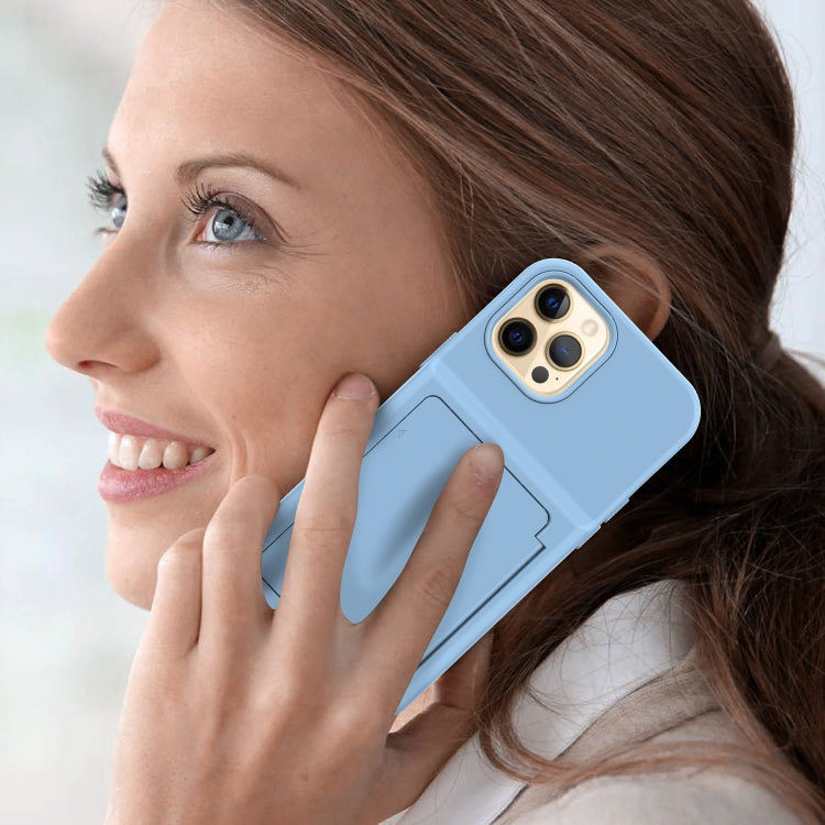 For iPhone 12 / 12 Pro Shockproof PC + TPU Protective Case with Card Slots & Mirror