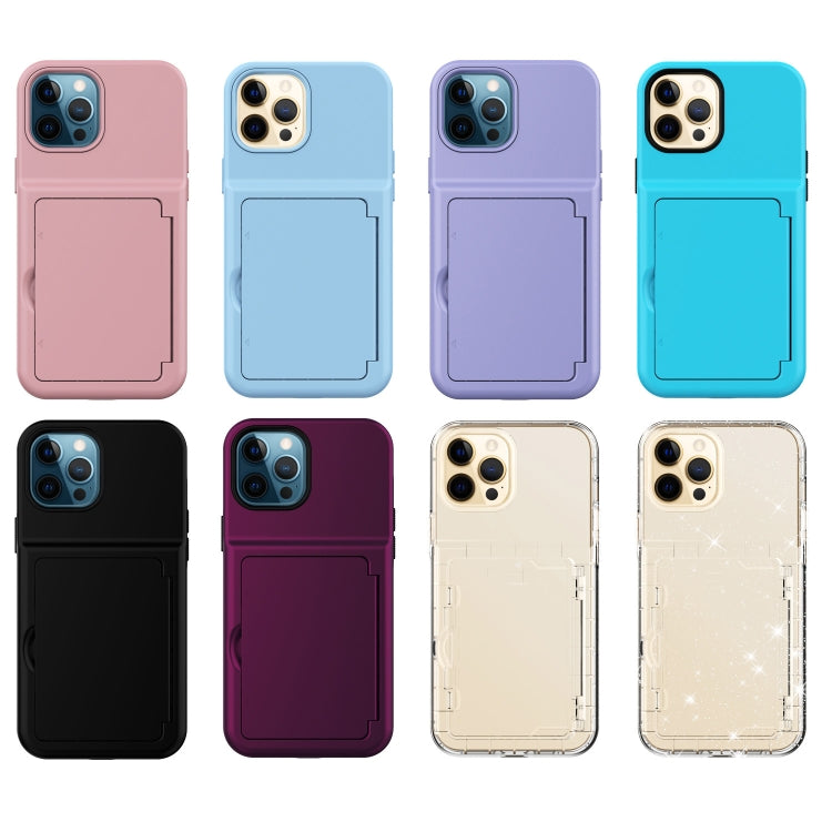For iPhone 12 / 12 Pro Shockproof PC + TPU Protective Case with Card Slots & Mirror