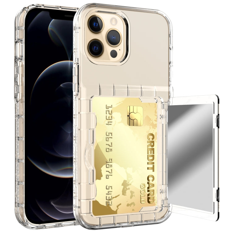 For iPhone 12 / 12 Pro Shockproof PC + TPU Protective Case with Card Slots & Mirror