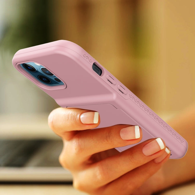 For iPhone 12 Pro Max Shockproof PC + TPU Protective Case with Card Slots & Mirror