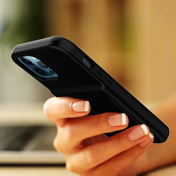 For iPhone 12 Pro Max Shockproof PC + TPU Protective Case with Card Slots & Mirror