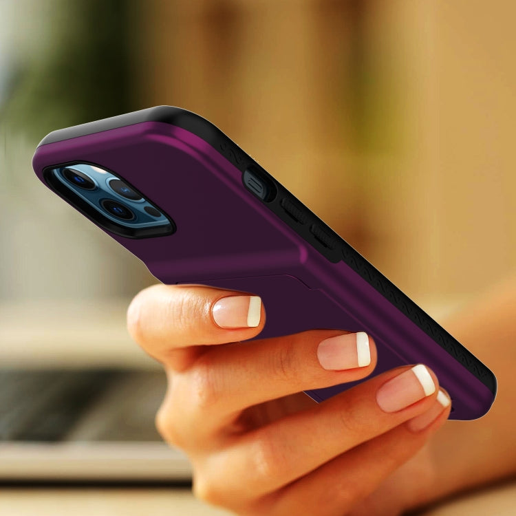 For iPhone 12 Pro Max Shockproof PC + TPU Protective Case with Card Slots & Mirror