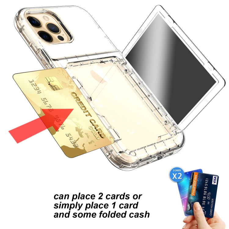 For iPhone 12 Pro Max Shockproof PC + TPU Protective Case with Card Slots & Mirror