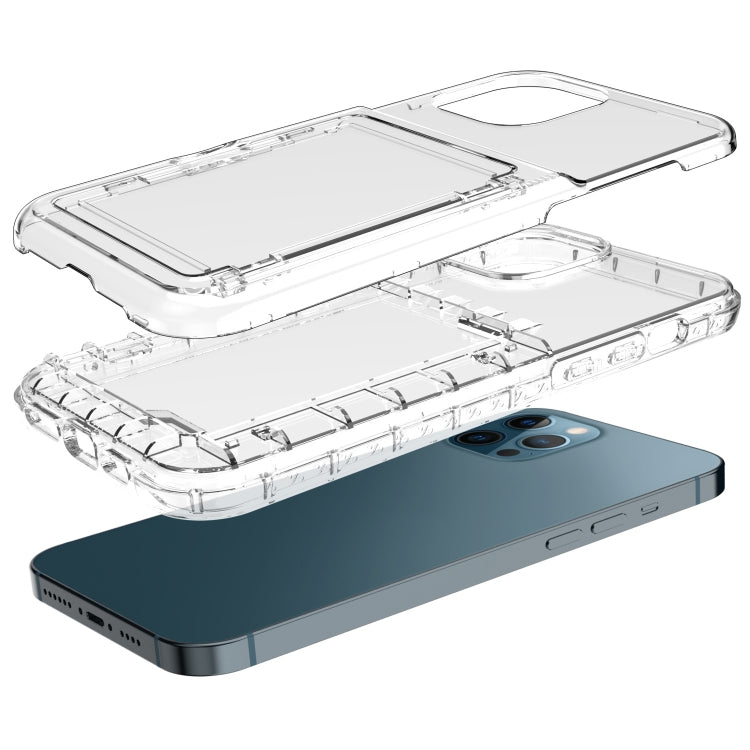 For iPhone 12 Pro Max Shockproof PC + TPU Protective Case with Card Slots & Mirror