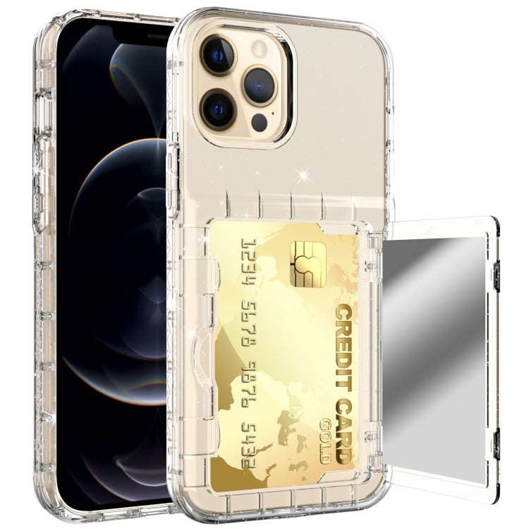 For iPhone 12 Pro Max Shockproof PC + TPU Protective Case with Card Slots & Mirror