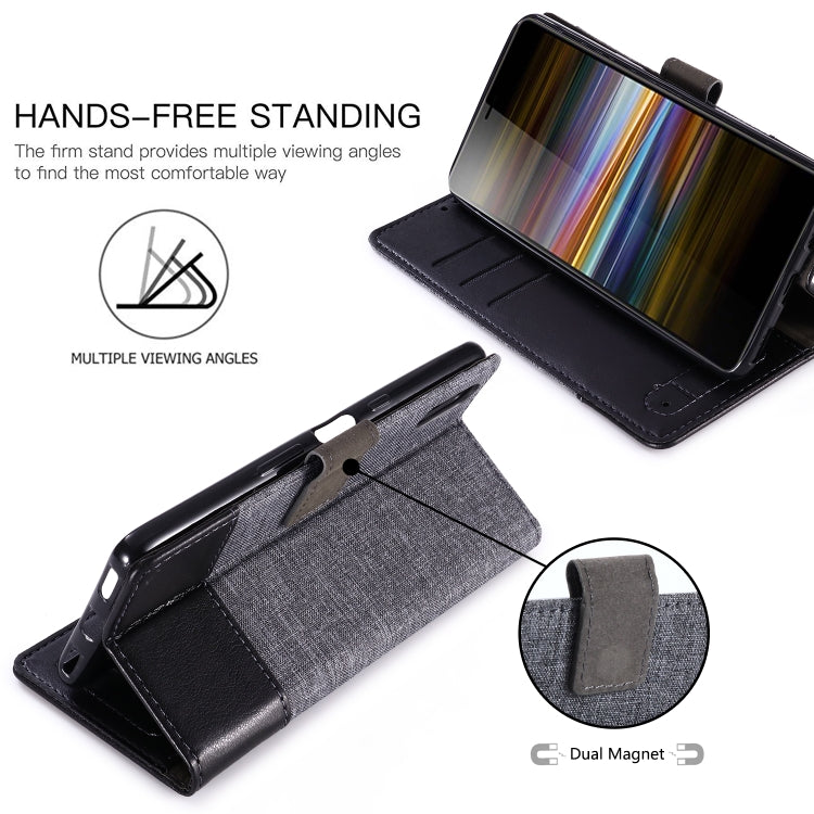 For Sony Xperia L3 MUXMA MX102 Horizontal Flip Canvas Leather Case with Stand & Card Slot & Wallet Function