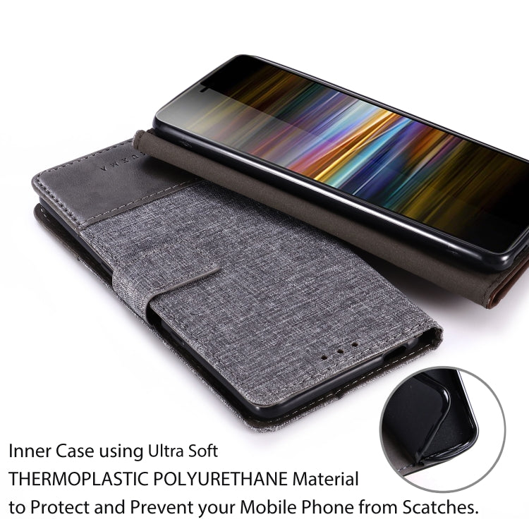 For Sony Xperia L3 MUXMA MX102 Horizontal Flip Canvas Leather Case with Stand & Card Slot & Wallet Function