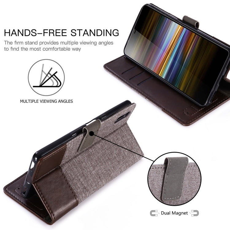 For Sony Xperia L3 MUXMA MX102 Horizontal Flip Canvas Leather Case with Stand & Card Slot & Wallet Function