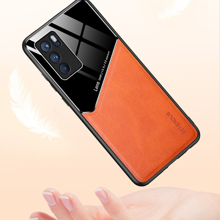 For OPPO Reno6 Pro 5G All-inclusive Leather + Organic Glass Protective Case with Metal Iron Sheet