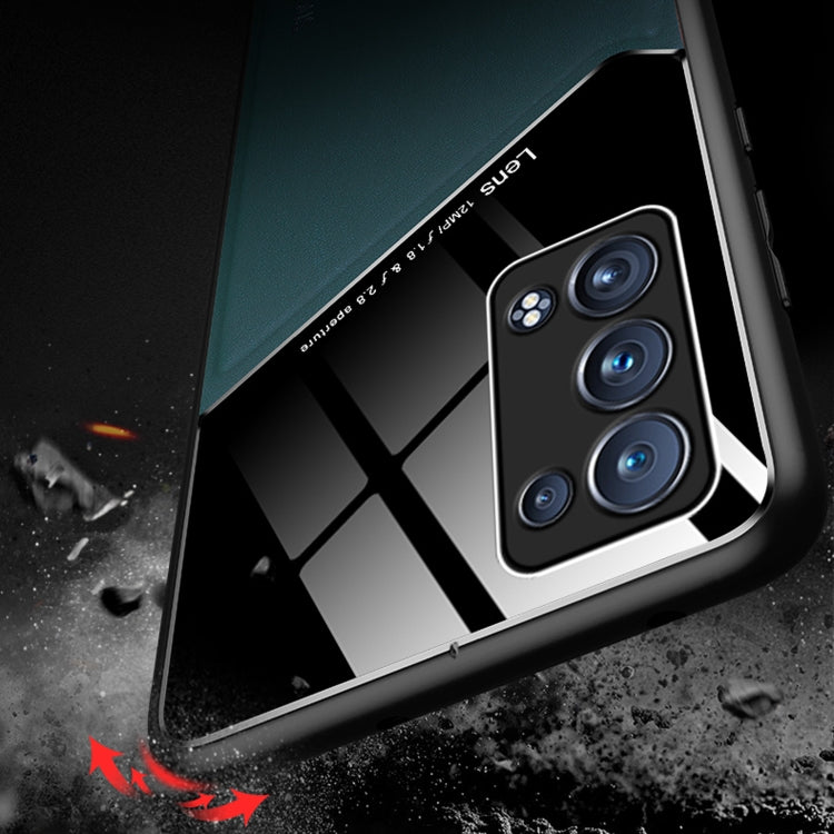 For OPPO Reno6 Pro+ 5G All-inclusive Leather + Organic Glass Protective Case with Metal Iron Sheet