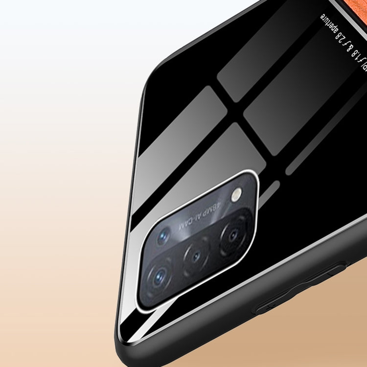 For OPPO A74 5G All-inclusive Leather + Organic Glass Protective Case with Metal Iron Sheet