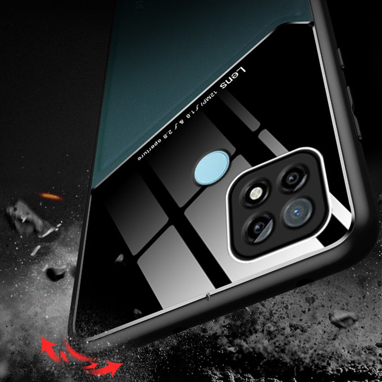 For OPPO Realme C21 All-inclusive Leather + Organic Glass Protective Case with Metal Iron Sheet