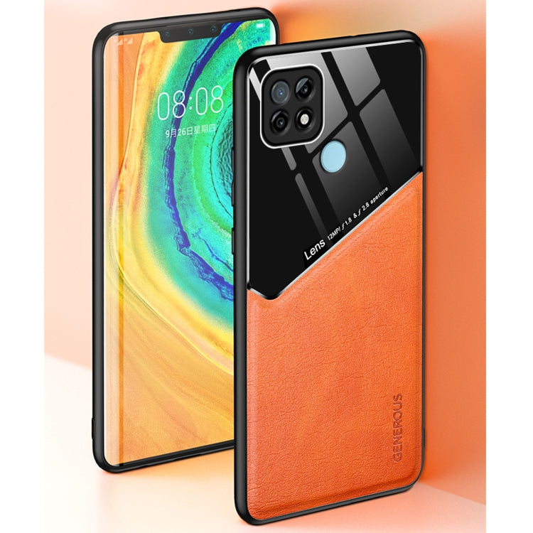 For OPPO Realme C21 All-inclusive Leather + Organic Glass Protective Case with Metal Iron Sheet