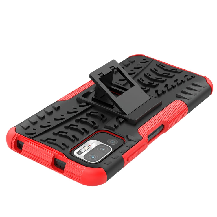 For Xiaomi Redmi Note 10 5G Tire Texture Shockproof TPU+PC Protective Case with Holder