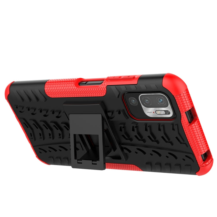 For Xiaomi Redmi Note 10 5G Tire Texture Shockproof TPU+PC Protective Case with Holder