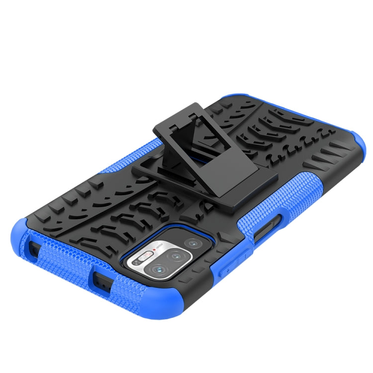 For Xiaomi Redmi Note 10 5G Tire Texture Shockproof TPU+PC Protective Case with Holder