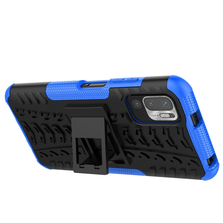 For Xiaomi Redmi Note 10 5G Tire Texture Shockproof TPU+PC Protective Case with Holder