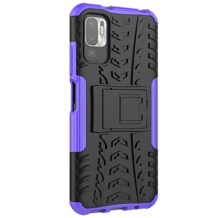 For Xiaomi Redmi Note 10 5G Tire Texture Shockproof TPU+PC Protective Case with Holder