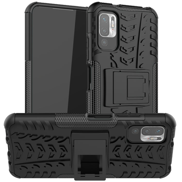 For Xiaomi Redmi Note 10 5G Tire Texture Shockproof TPU+PC Protective Case with Holder