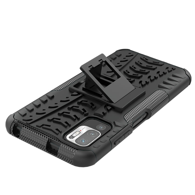 For Xiaomi Redmi Note 10 5G Tire Texture Shockproof TPU+PC Protective Case with Holder