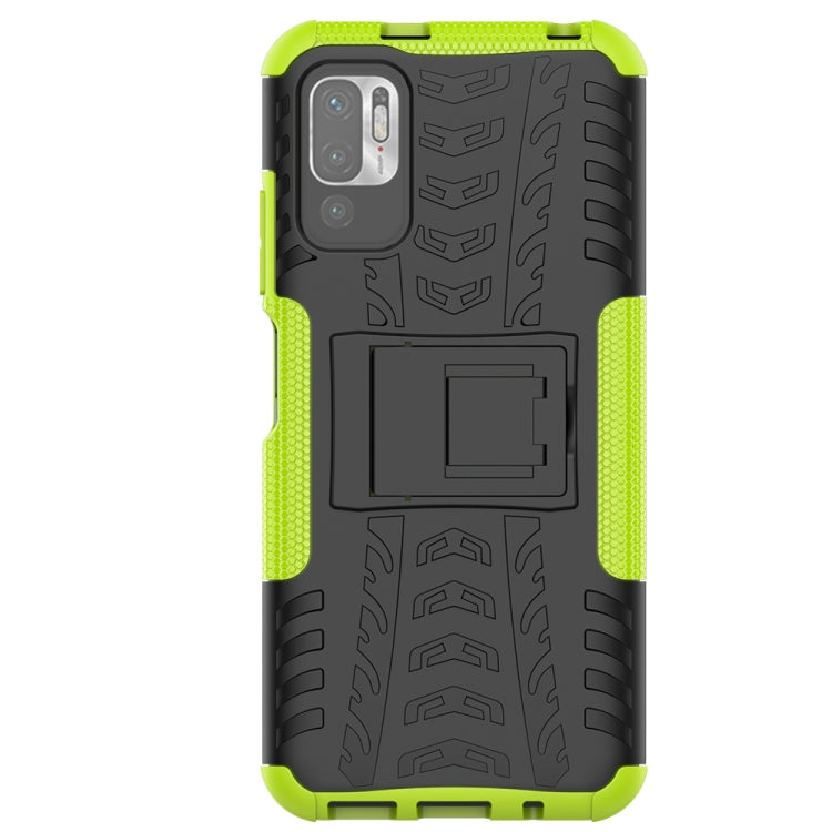 For Xiaomi Redmi Note 10 5G Tire Texture Shockproof TPU+PC Protective Case with Holder