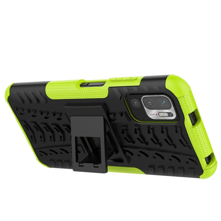 For Xiaomi Redmi Note 10 5G Tire Texture Shockproof TPU+PC Protective Case with Holder