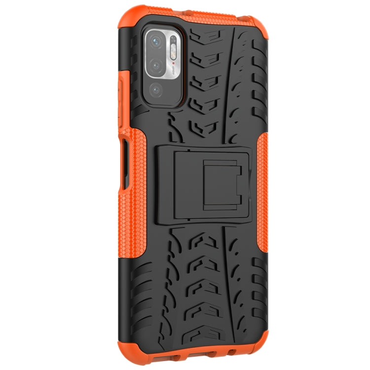 For Xiaomi Redmi Note 10 5G Tire Texture Shockproof TPU+PC Protective Case with Holder