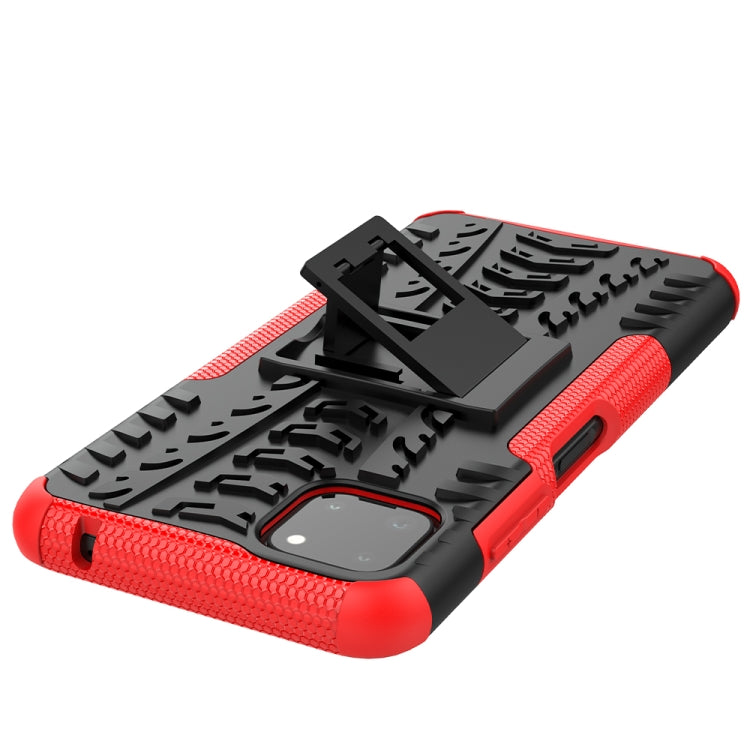 For Samsung Galaxy A22 5G Tire Texture Shockproof TPU+PC Protective Case with Holder