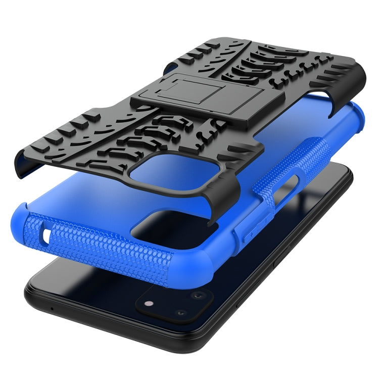 For Samsung Galaxy A22 5G Tire Texture Shockproof TPU+PC Protective Case with Holder