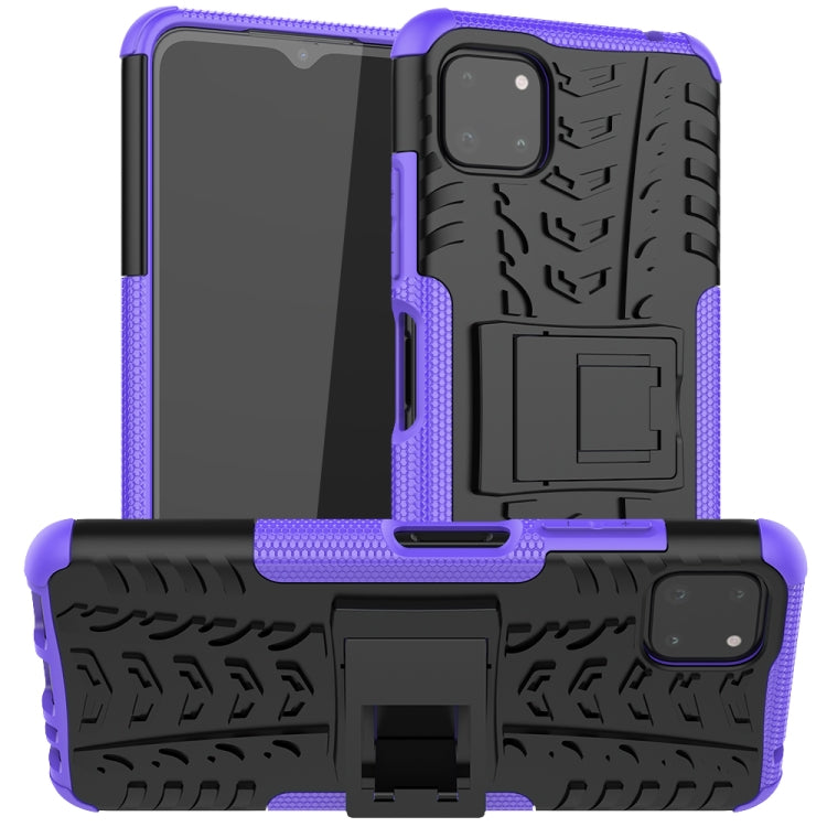 For Samsung Galaxy A22 5G Tire Texture Shockproof TPU+PC Protective Case with Holder