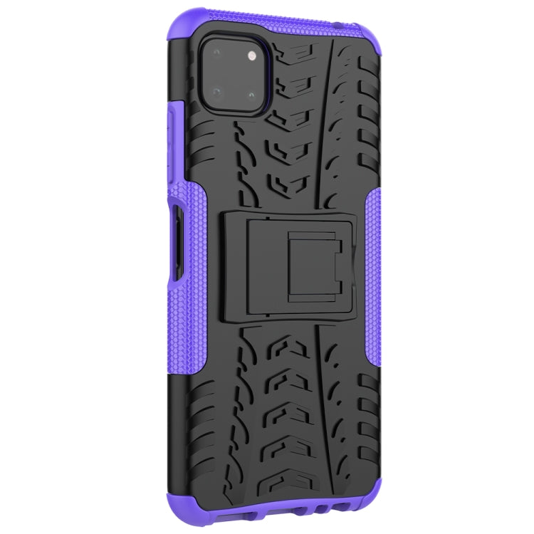 For Samsung Galaxy A22 5G Tire Texture Shockproof TPU+PC Protective Case with Holder