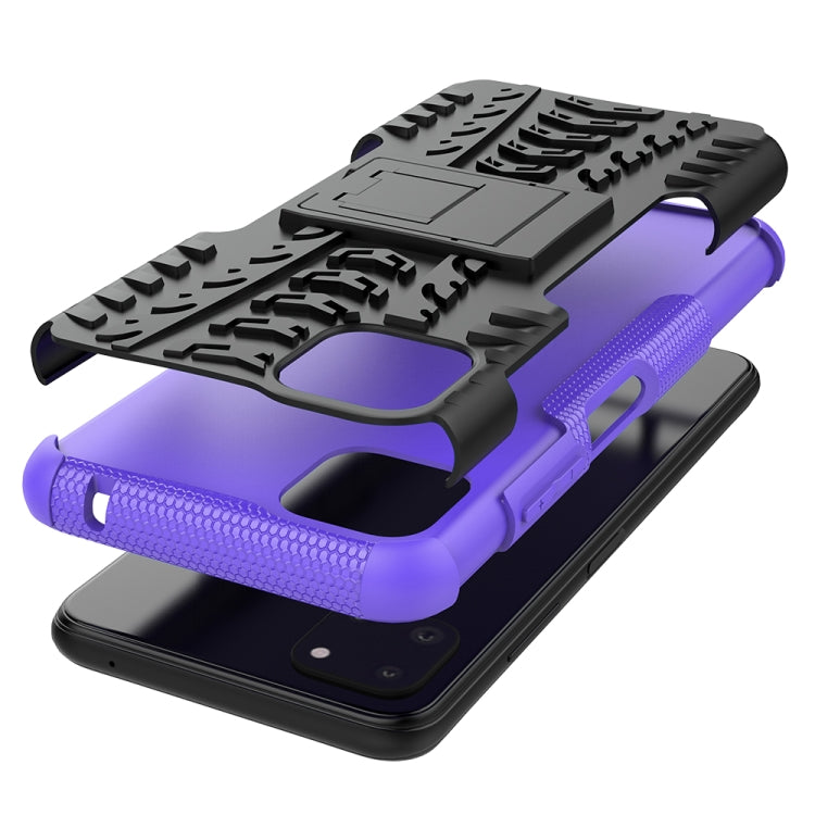 For Samsung Galaxy A22 5G Tire Texture Shockproof TPU+PC Protective Case with Holder