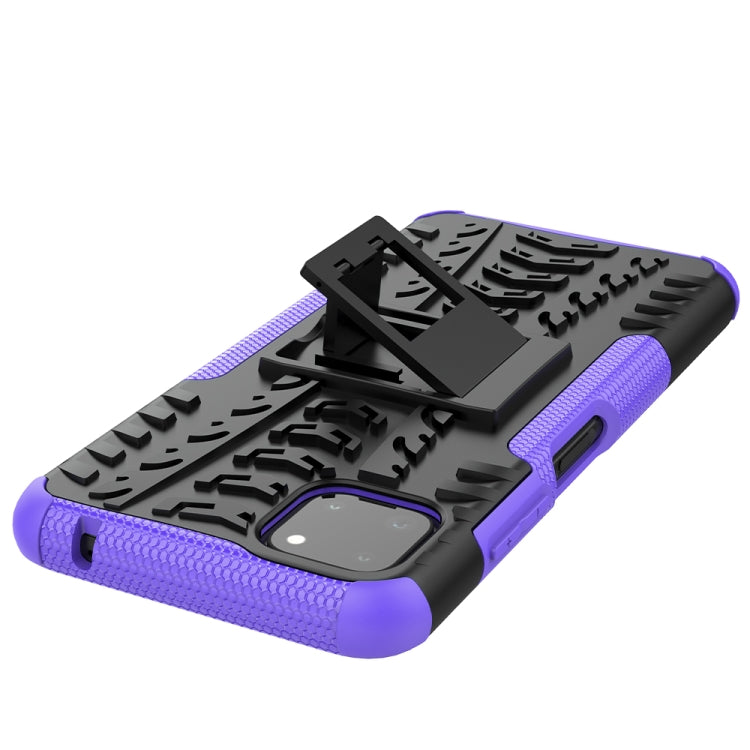 For Samsung Galaxy A22 5G Tire Texture Shockproof TPU+PC Protective Case with Holder