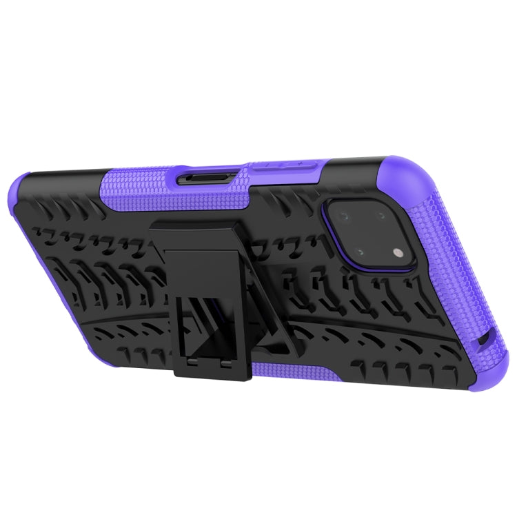 For Samsung Galaxy A22 5G Tire Texture Shockproof TPU+PC Protective Case with Holder