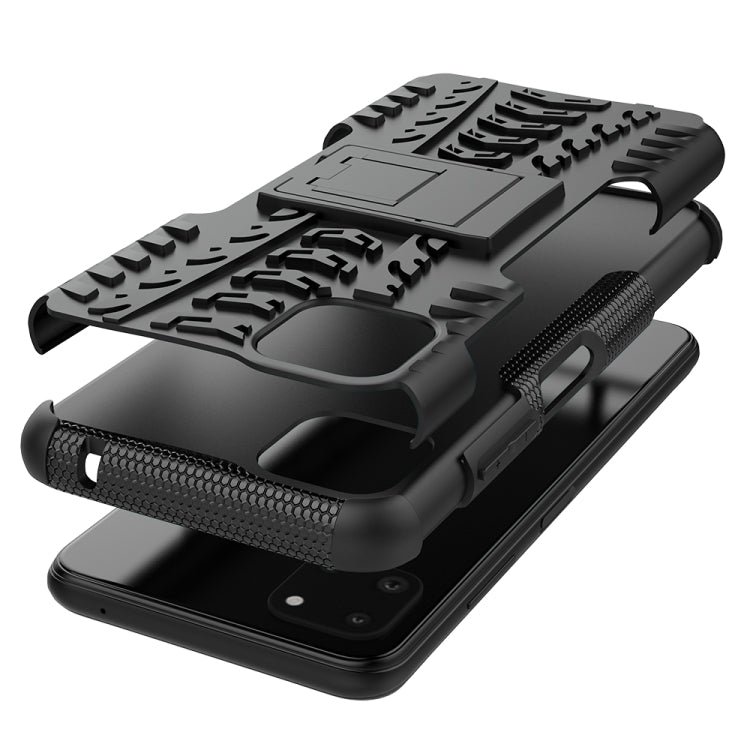 For Samsung Galaxy A22 5G Tire Texture Shockproof TPU+PC Protective Case with Holder