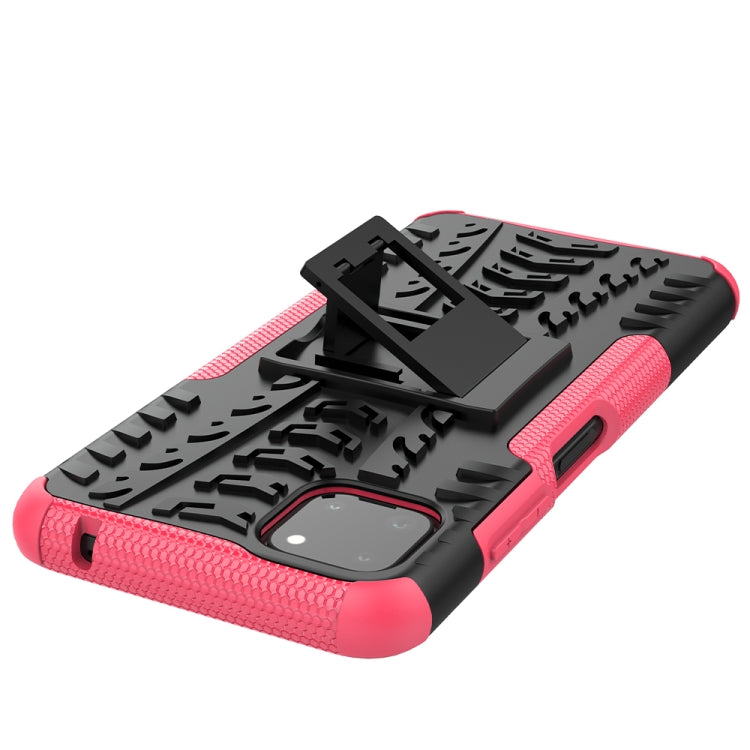 For Samsung Galaxy A22 5G Tire Texture Shockproof TPU+PC Protective Case with Holder