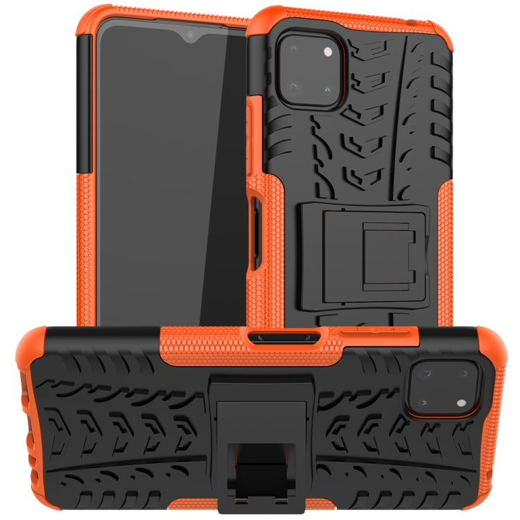For Samsung Galaxy A22 5G Tire Texture Shockproof TPU+PC Protective Case with Holder