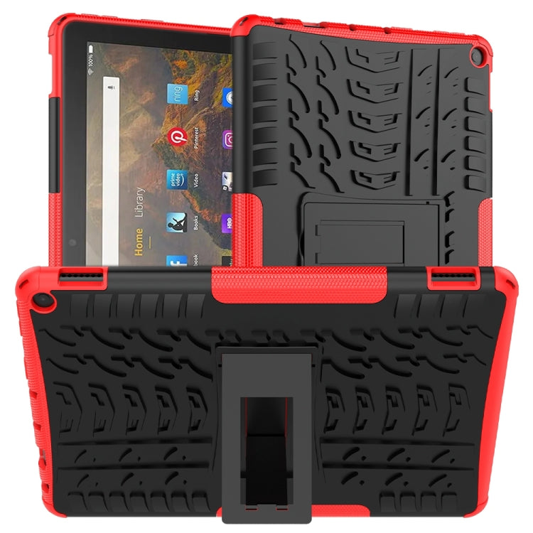 For Amazon Fire HD 10 2021 Tire Texture Shockproof TPU+PC Protective Case with Holder