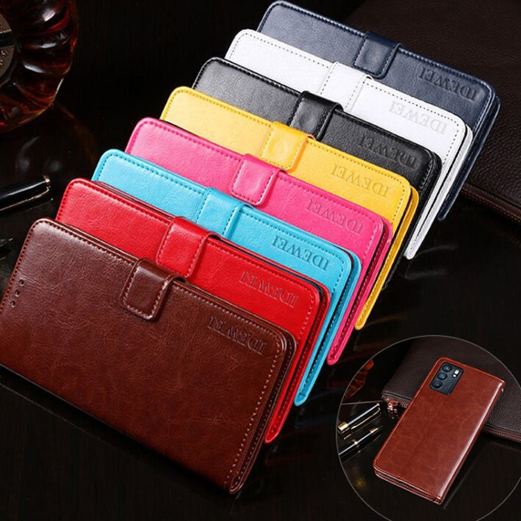 For OPPO Reno6 5G idewei Crazy Horse Texture Horizontal Flip Leather Case with Holder & Card Slots & Wallet