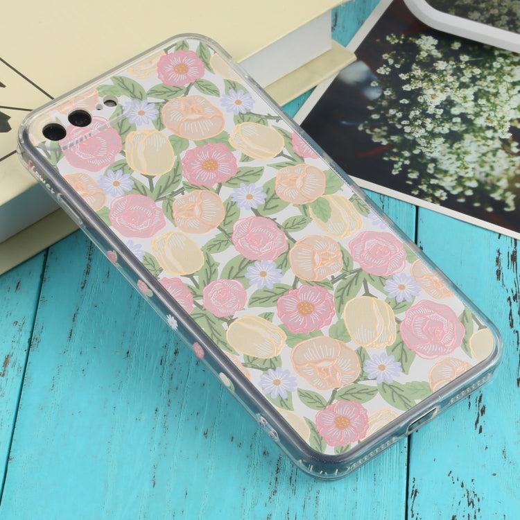 TPU Embossed + Double-sided Painting Protective Case For iPhone 8 Plus / 7 Plus(Pink Rose)