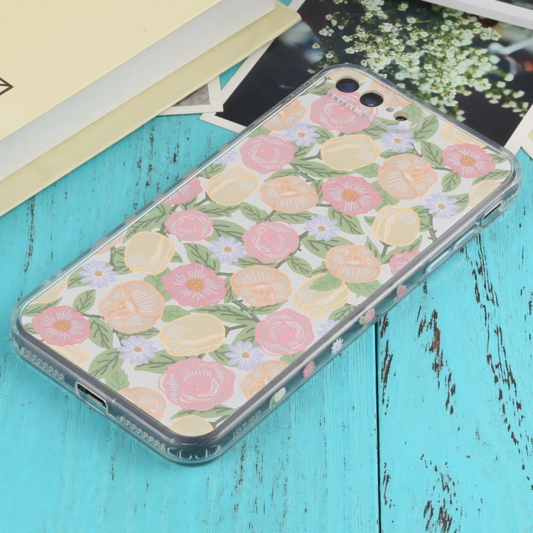TPU Embossed + Double-sided Painting Protective Case For iPhone 8 Plus / 7 Plus(Pink Rose)