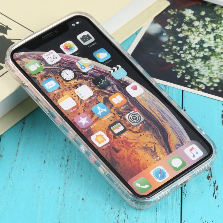 For iPhone X / XS TPU Embossed + Double-sided Painting Protective Case(Pink Rose)